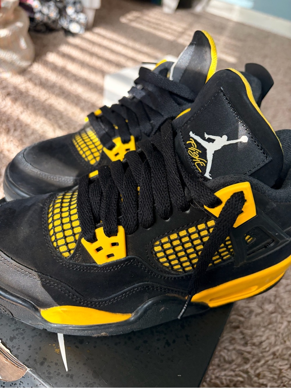 Air Jordan 4 Retro 'Black/Yellow' kids Basketball Shoes